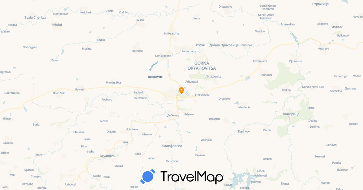 TravelMap itinerary: hitchhiking in Bulgaria (Europe)